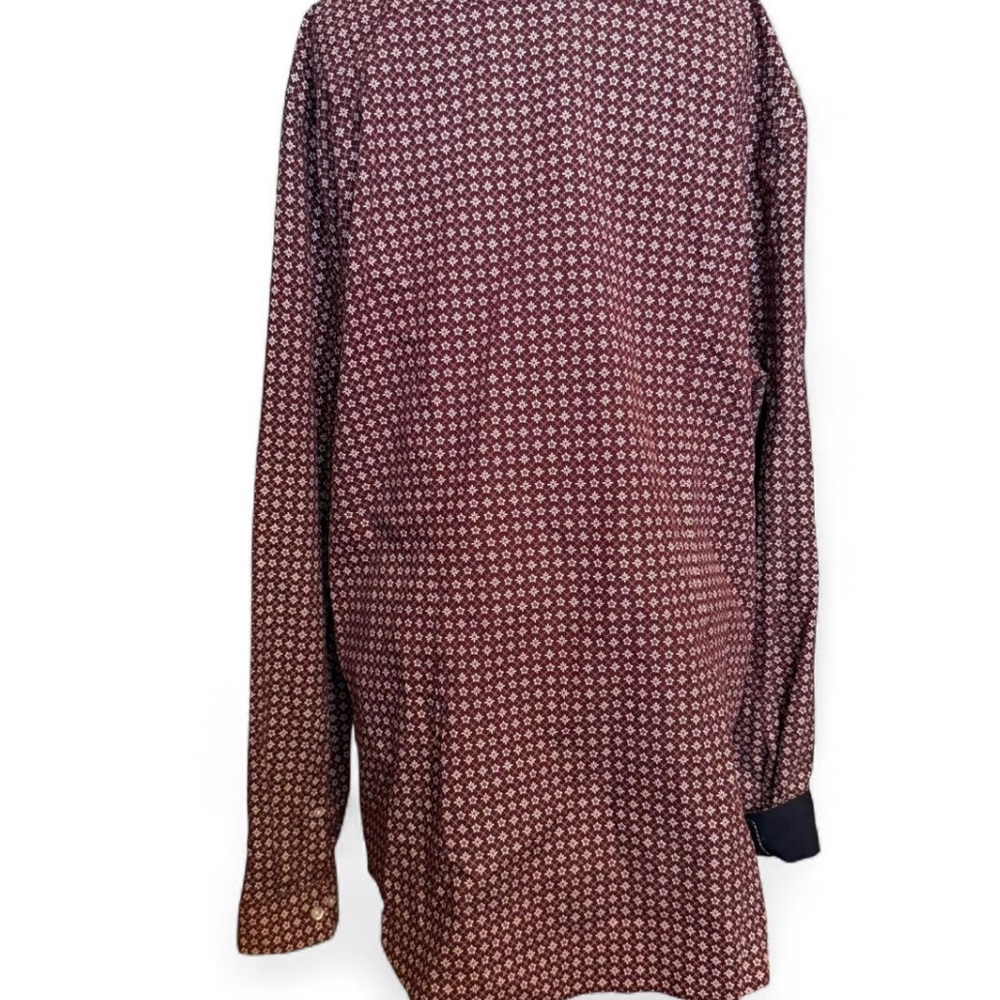 Men's Burgundy Patterned Shirt - Picture 5 of 5
